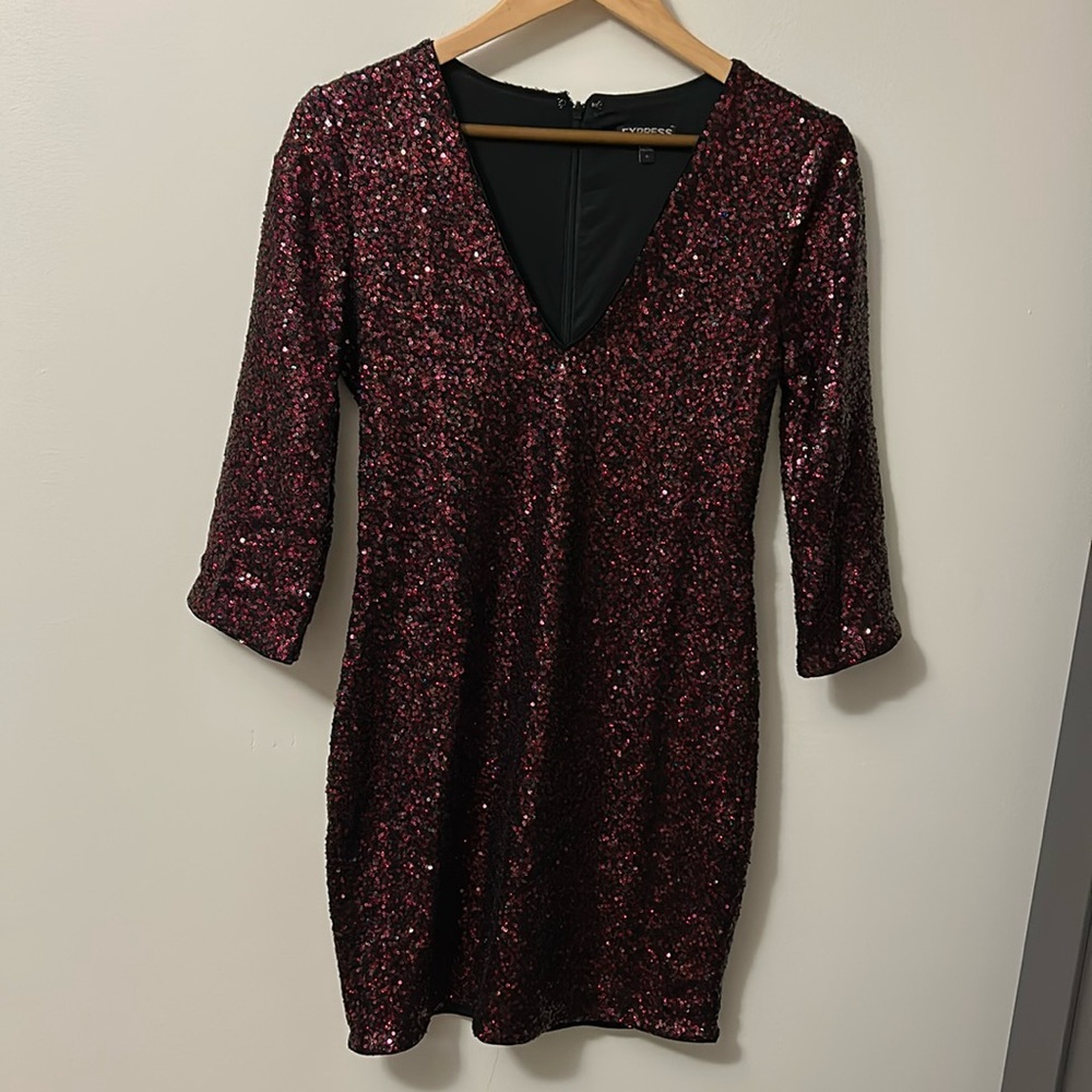 Express red and black sequin dress